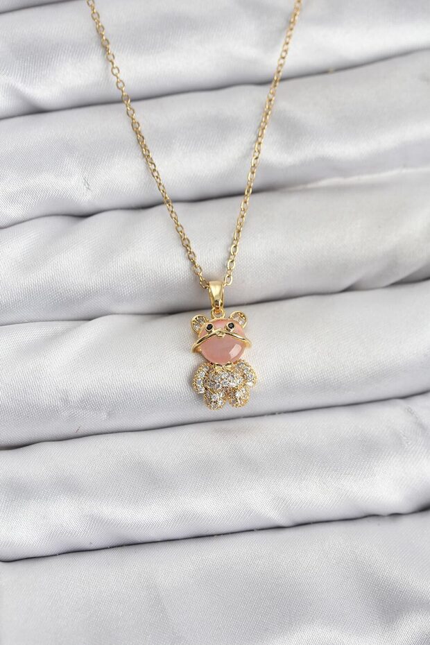 Ramia-Premium | 316L Steel Chain Gold Color Teddy Bear Model Zircon Stone Women's Necklace Tj-Bko10852 |