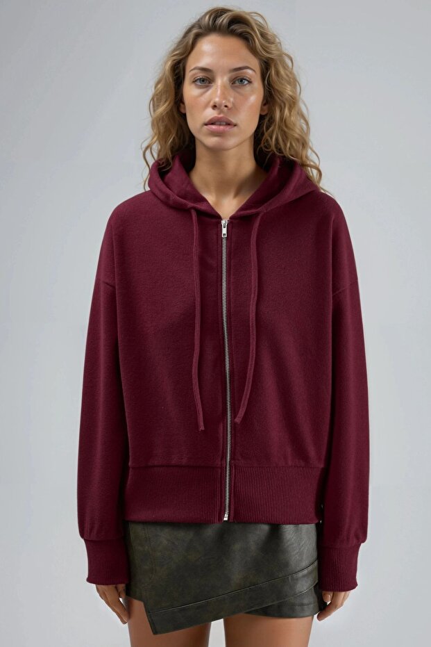 BUSEM Kapüşonlu Fermuarlı Cepli Ceket - 6