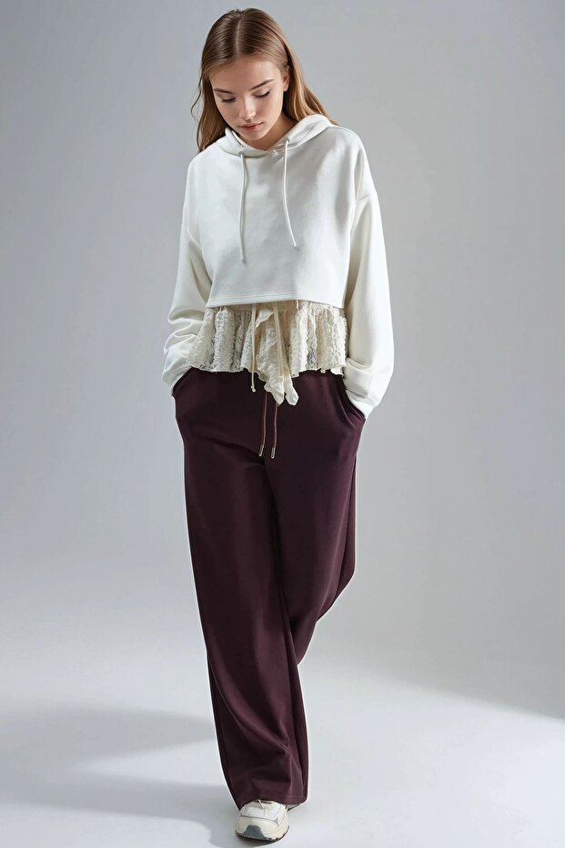 BUSEM Orta Bel Geniş Paça Modal Pantolon - 4