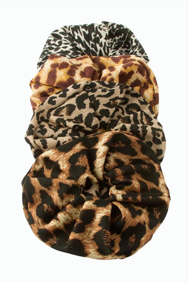 مشبك حلقي بنقشة الفهد 13 سم - 1