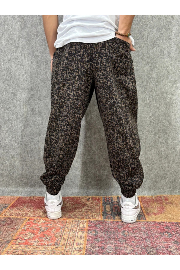 بنطلون شالوار مطوي ومزين بنمط مع خصر مطاطي - 2