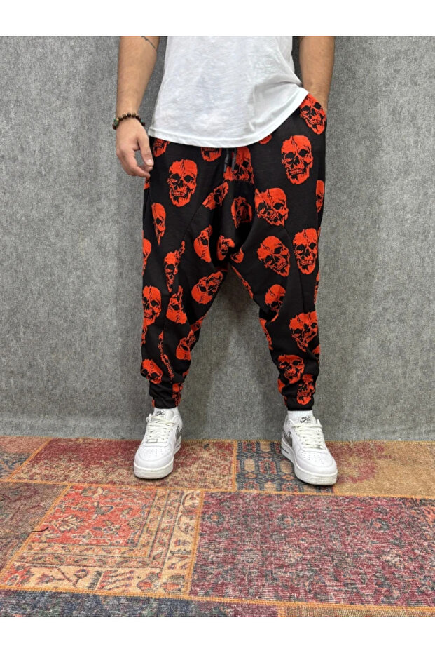 بنطلون شالوار منقوش بخصر مطاطي - 1