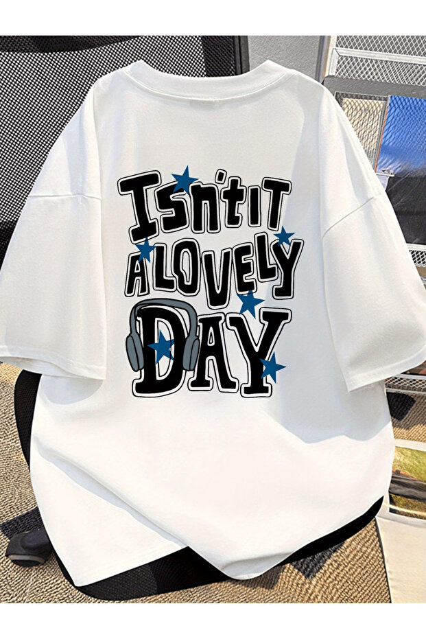 Printed oversize unisex t-shirt white