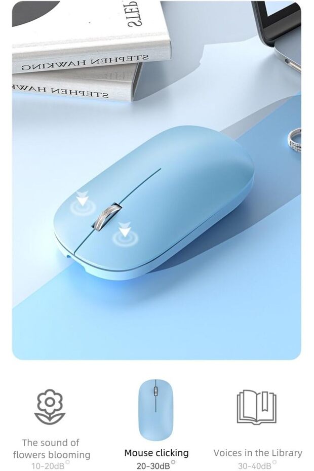 فأرة بلوتوث لاسلكية قابلة للشحن، محمولة، صامتة، تدعم وضع USB، قابلة للتعديل بثلاثة أوضاع - 6