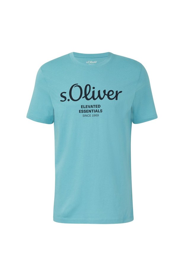 Herren T-Shirt - Basic, Logoprint, Rundhals, Baumwolle