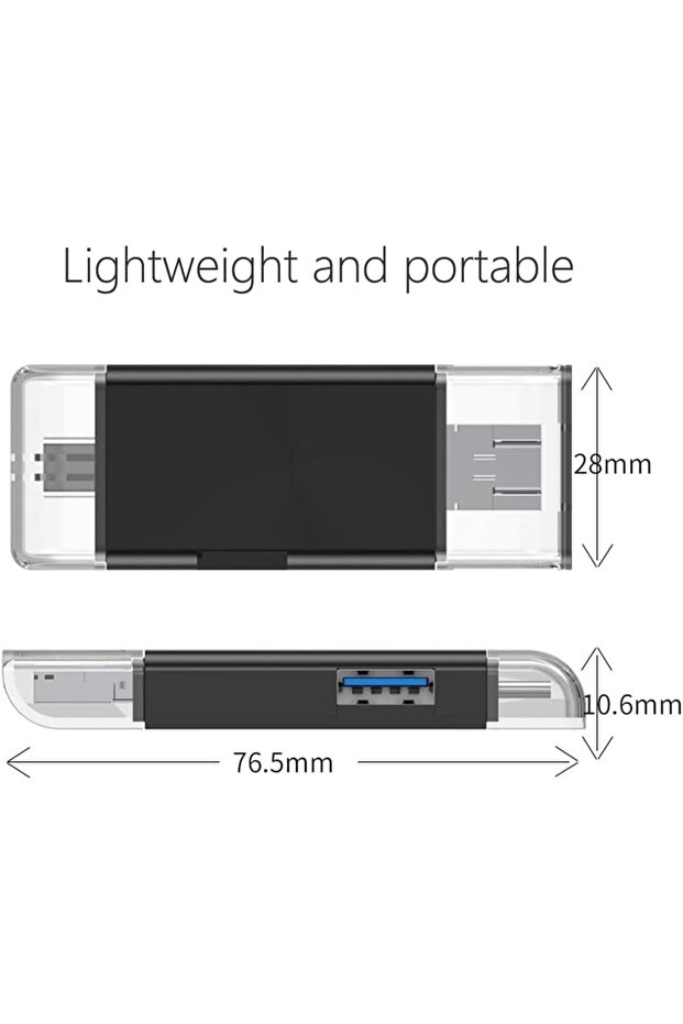 قارئ بطاقات SD، قارئ ذاكرة USB-C/Micro/USB 6 في 1، عارض كاميرا، محول قارئ بطاقات SD USB 3.0 - 7