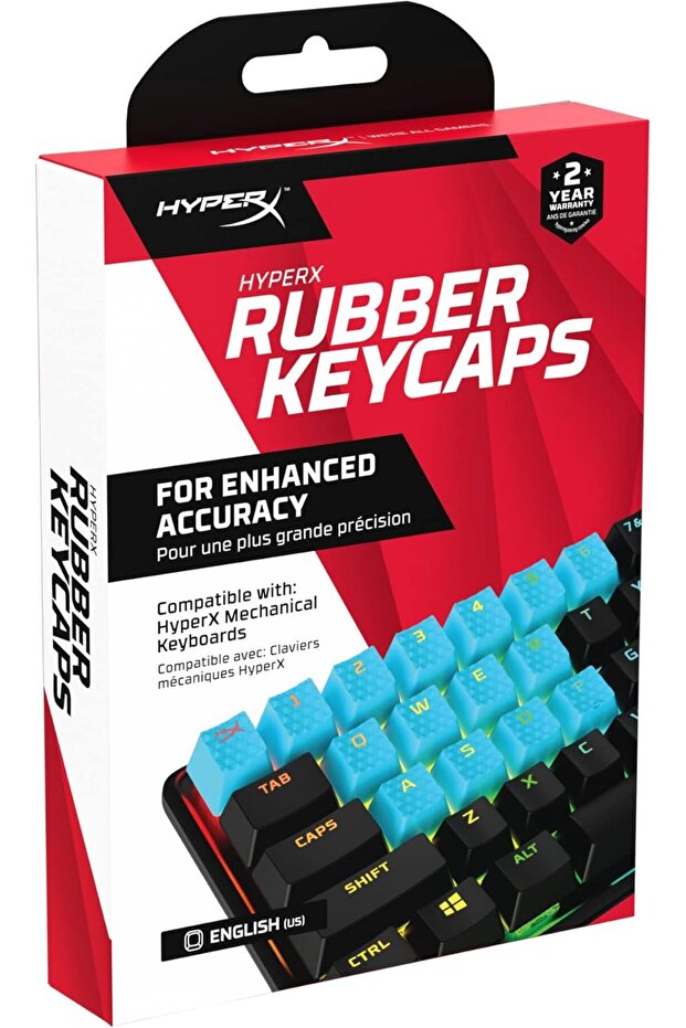 أغطية مفاتيح مطاطية من HyperX - طقم ملحقات ألعاب - أزرق (تخطيط أمريكي) - 1