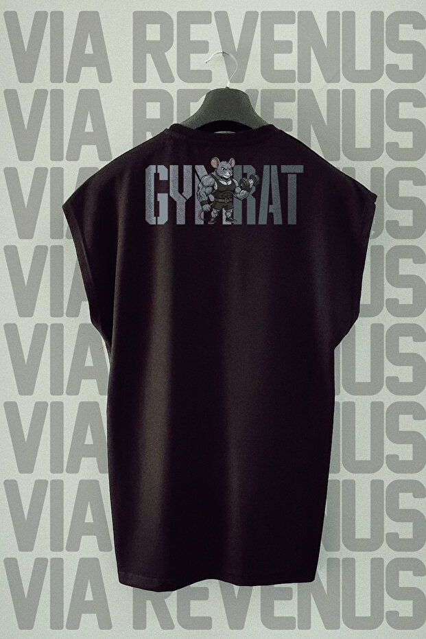 Gym Rat Back Printed Zero Sleeve 100% Cotton Sports Tshirt