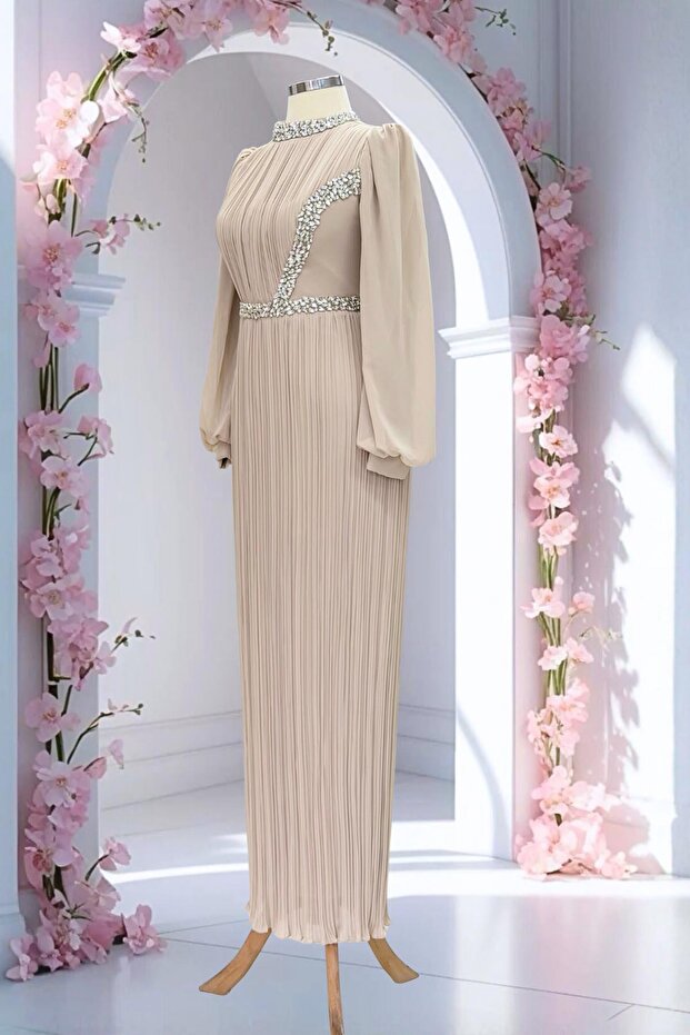 Sima Abiye Elbise Bej - 3