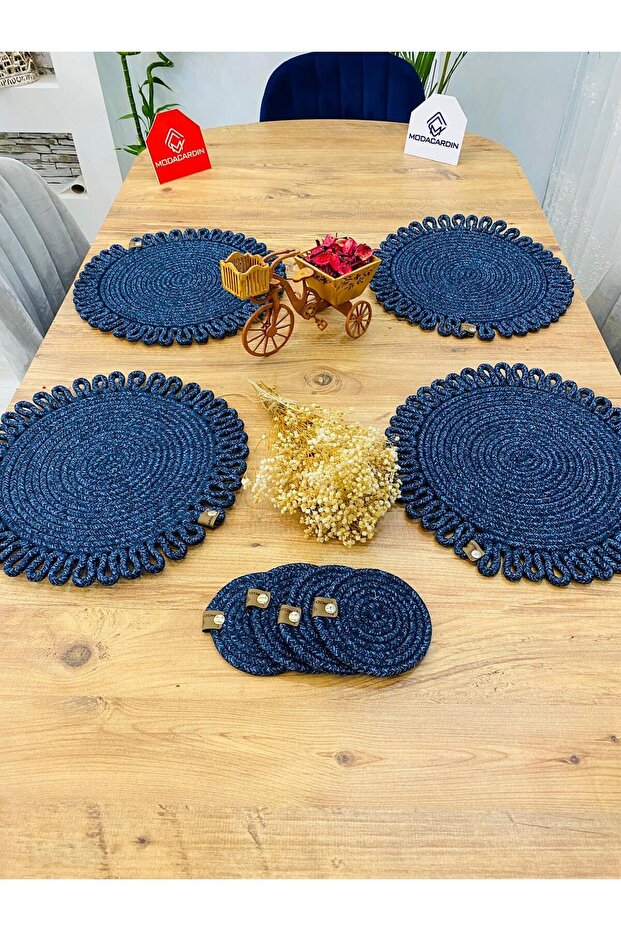 Presentation Plate Mat Jute Coaster American Serving and Cup Mat 8 Pieces