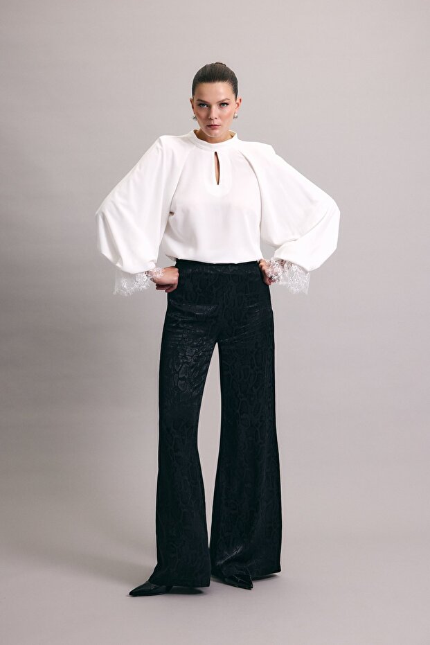 بنطلون بنقشة الثعبان - أسود - 5