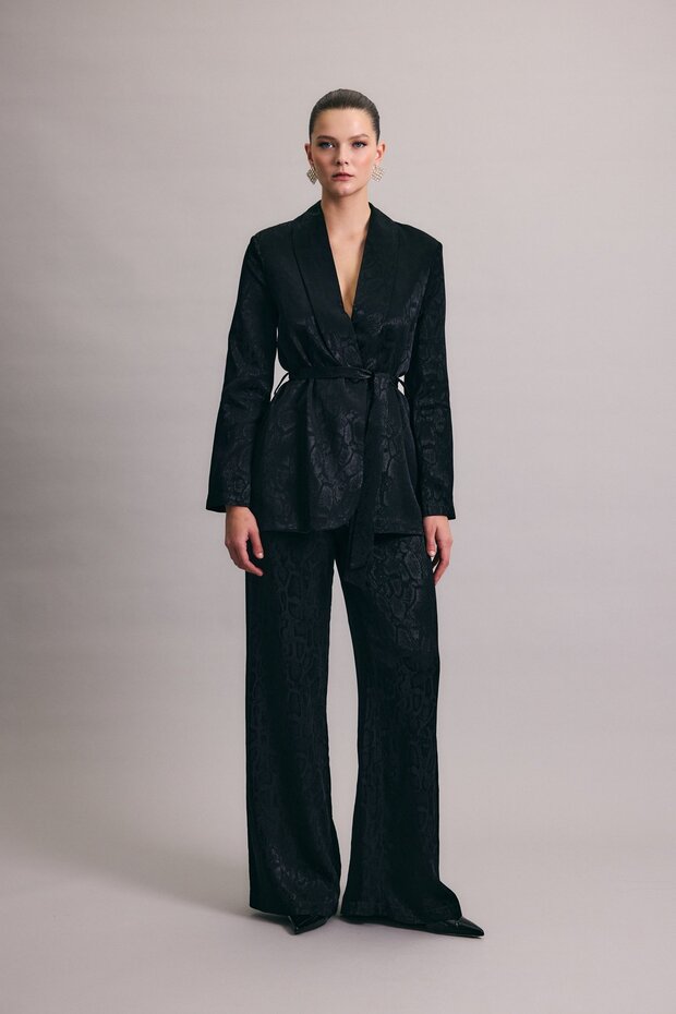 بنطلون بنقشة الثعبان - أسود - 4