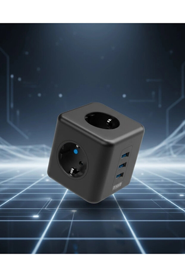 مقبس كهربائي USB ثلاثي المنافذ مع حماية من التيار الزائد للأجهزة الإلكترونية