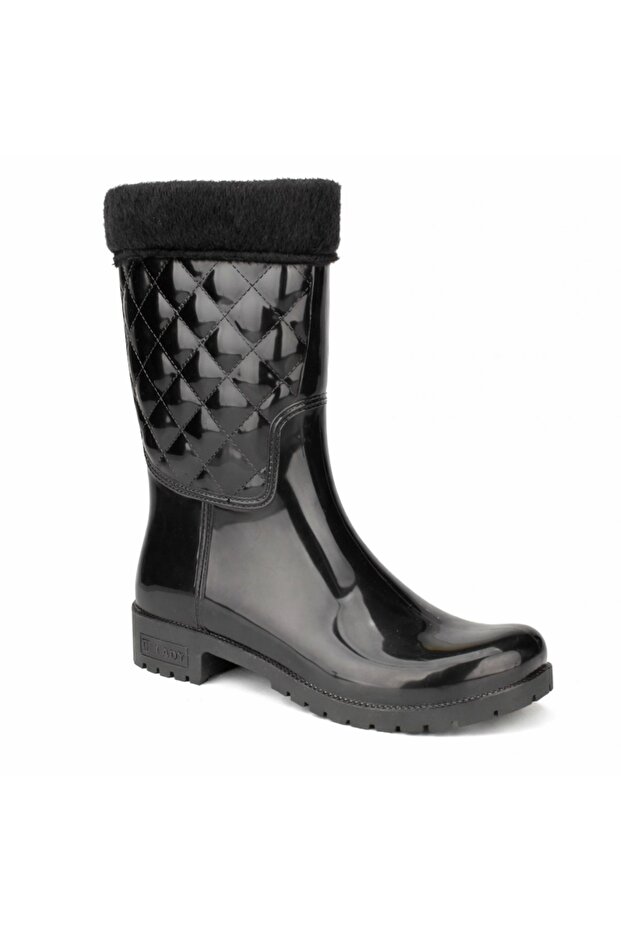 Gzr Winter Fleece Lined Waterproof Rubber Women's Boots Black