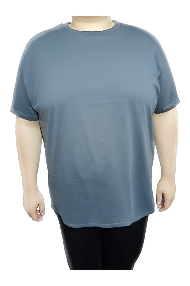 upsize Büyük Beden Erkek Tişört %100 Pamuk – Rahat Kalıp, Yumuşak Doku (2xL–6XL) Füme Bisiklet yaka