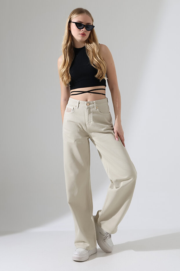Women's High Waist Woven Wide Leg Pants