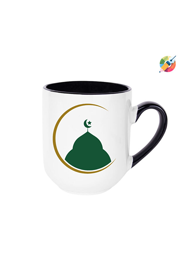 كوب بتصميم خاص لعيد رمضان - كوب بورسلين إيليت أسود هدية لعيد رمضان