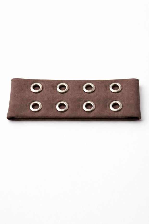 Brown Metal Studded Perforated Yk2 Pinterest Cotton Stretchy Soft Hair Band Punk Bandana 6.5cm