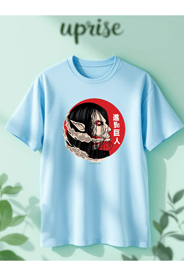تي شيرت قطني كبير الحجم مطبوع عليه Attack On Titan Eren