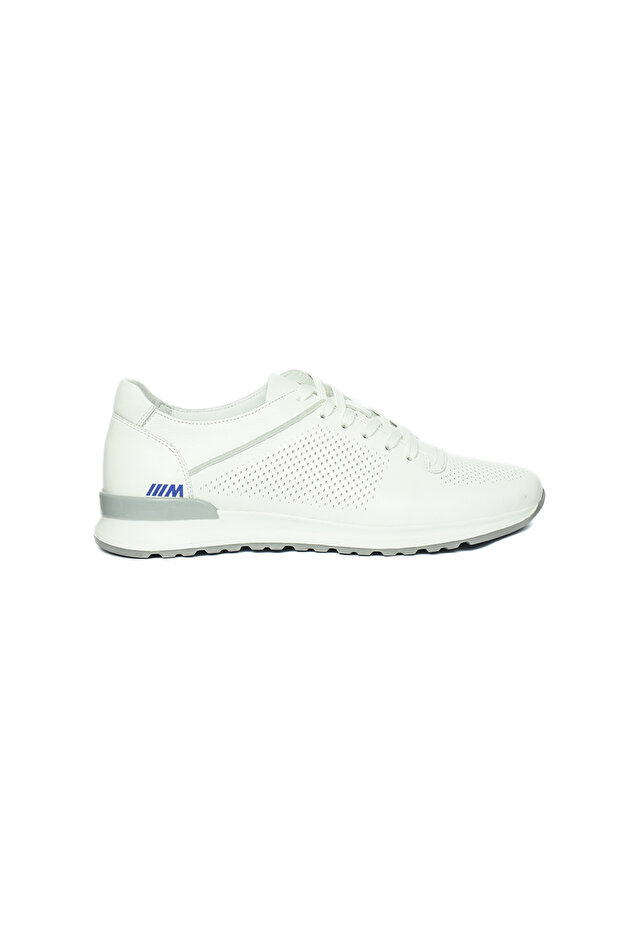M3045 White Genuine Leather Casual Shoes