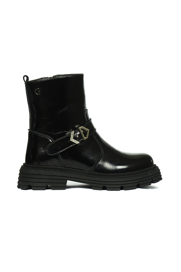 Girl's Black Genuine Leather Boots 5K5Zb59665