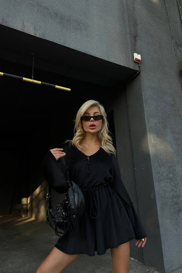 Dügme Detay Bagcıklı Basic Kadife Şort Tulum Elbise - 6