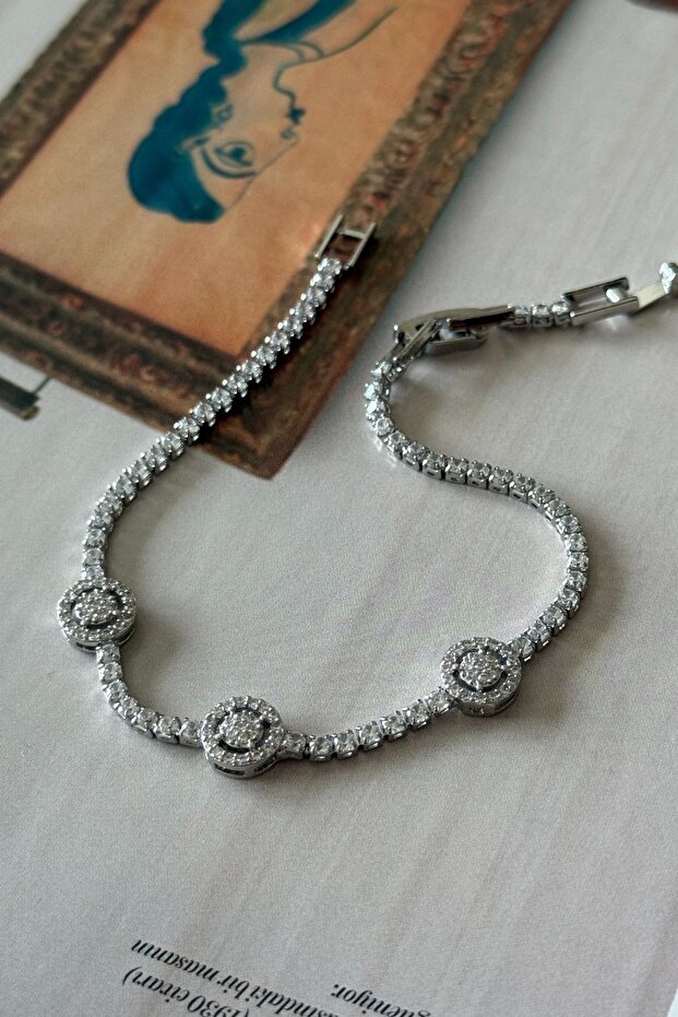 Steel full zircon circle model signet