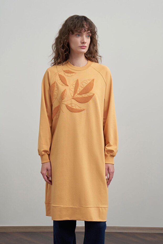 تونيك من القطن بنقشة أوراق الشجر - 2