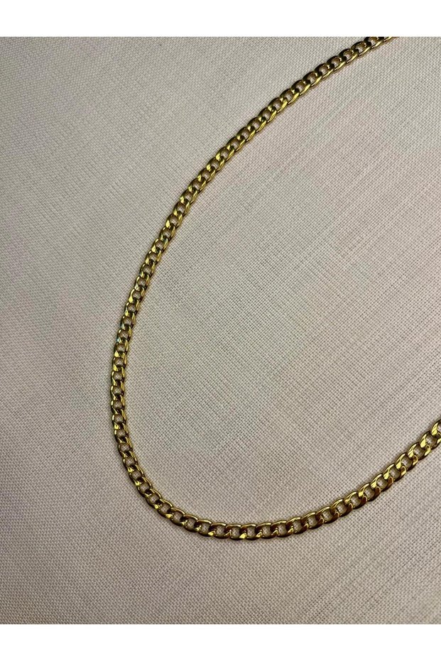 Gold Color Steel Classic Gourmet Model Chain Necklace | Kuyum Model Women's Vip Chain Necklace