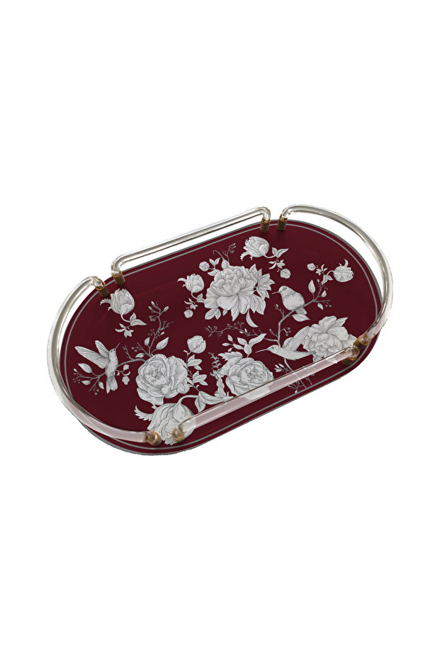 Rose Glow Burgundy Oval Plexi Tray