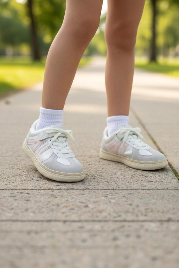 Berry Orthopedic Girls' White/Powder Sneaker