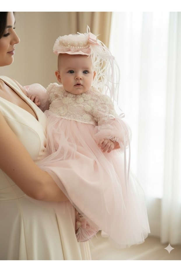 Baby girl dress, custom-made formal mawlid dress, 3-piece, 3-6 months