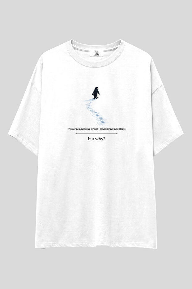 But Why Alone Nihilist Penguin T-Shirt | Unisex 100% Cotton Black & White Printed Oversize Tee