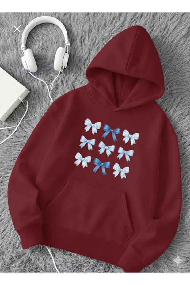 Unisex Men'S/Women's Colorful Ribbon Custom Printed Cotton Oversize Hooded Sweatshirt