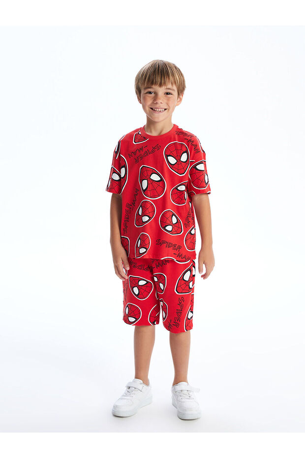 Lcw Kids Red Crew Neck Spider-Man Printed Boys T-Shirt