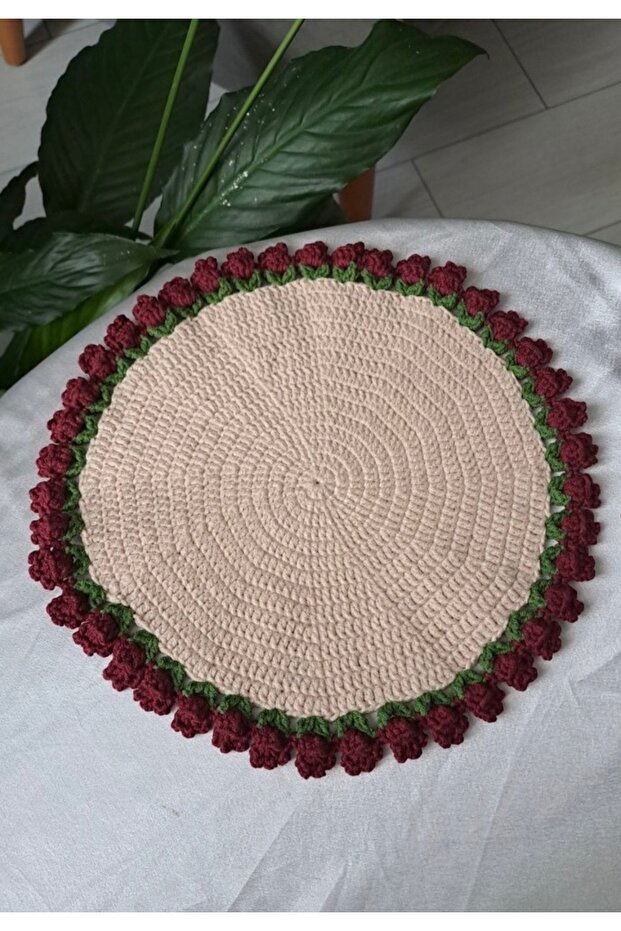 Knitted Bouquet Serving Plate Mat American Serving Floral Mat 1 Piece