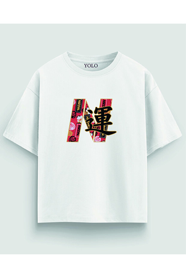 White Oversized Printed Men's T-Shirt