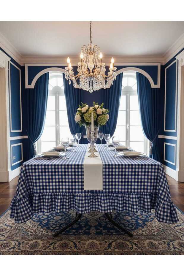 مفرش طاولة منقوش بتصميم كشكش - 3