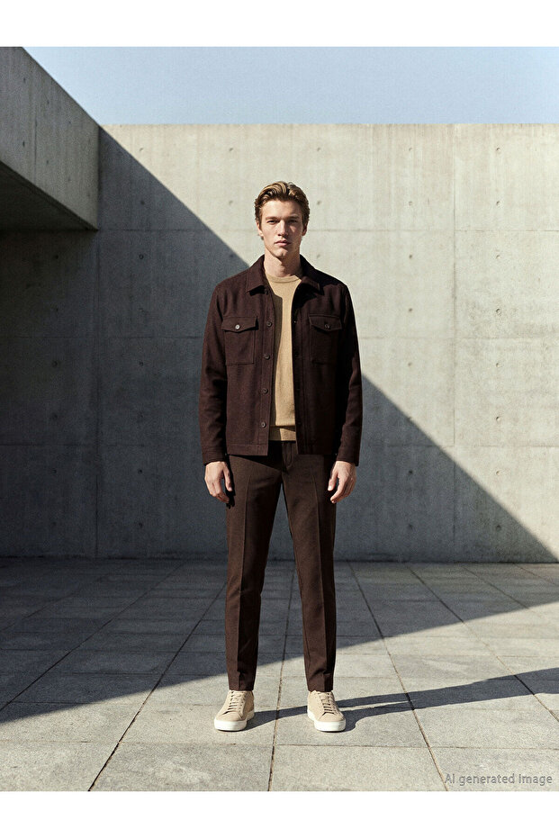 Özmarka New Season Regular Fit Men's Cashmere Shirt Jacket