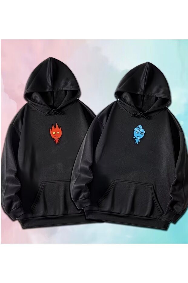 Fire and water print hoodie