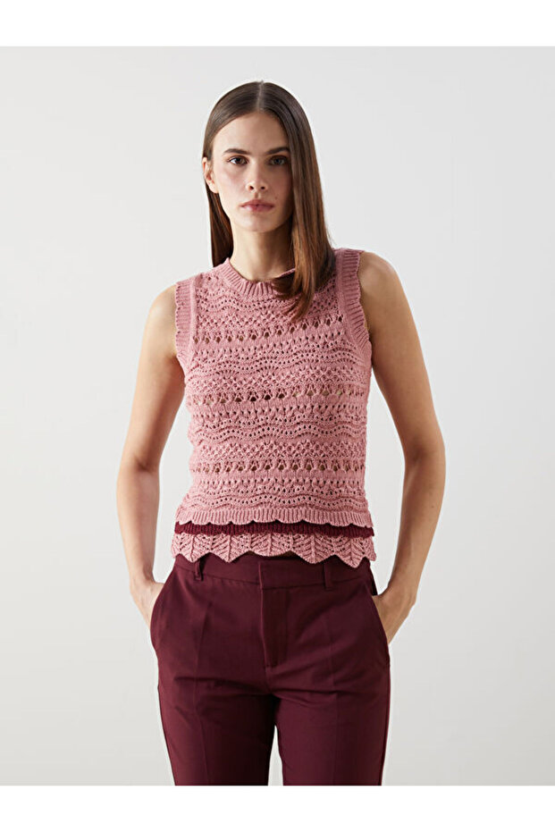Esvab • Modern & Distinctive Zero Roba Collar Openwork Women's Knitwear Sweater