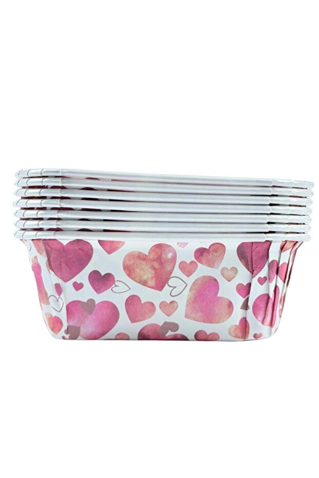 صواني ورقية مستطيلة مزينة بقلوب - 2