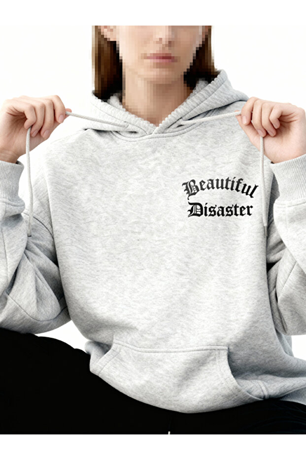 Unisex Gray Hooded Sweatshirt with Beautiful Print