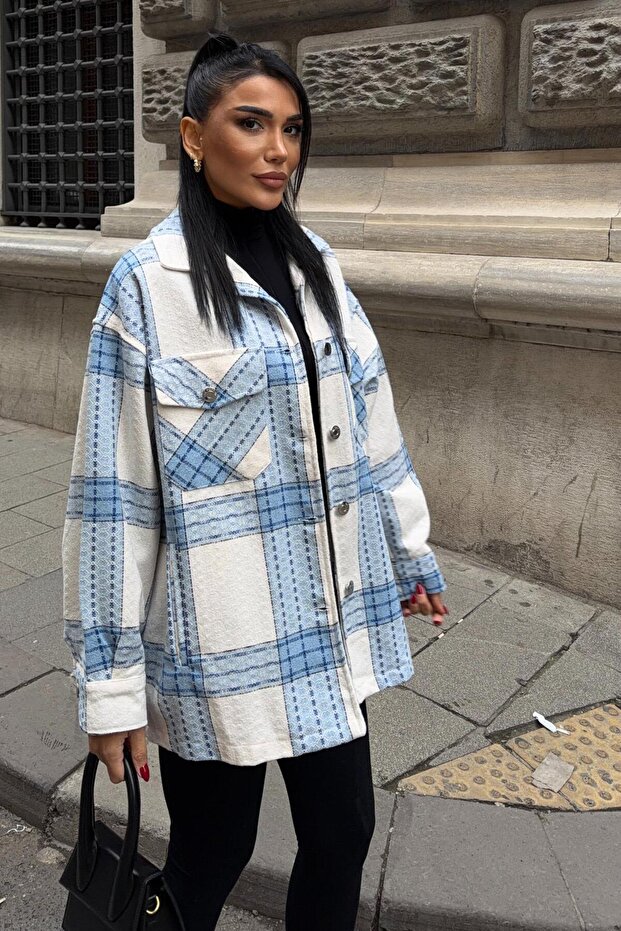 Plaid Patterned Loose Jacket 6193 - 6