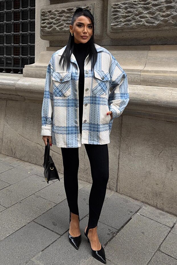 Plaid Patterned Loose Jacket 6193 - 2
