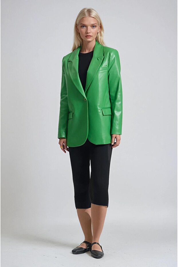 سترة جلدية بزر واحد 6189 - 6