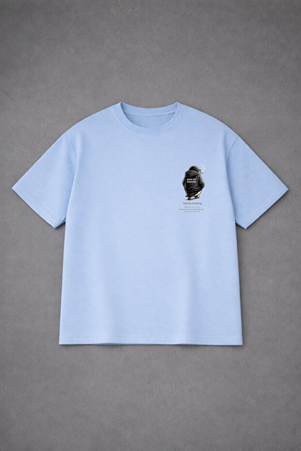 Oversize Unisex T-Shirt 100% Cotton Comfortable Fit Essential Words Penguin Printed T-Shirt