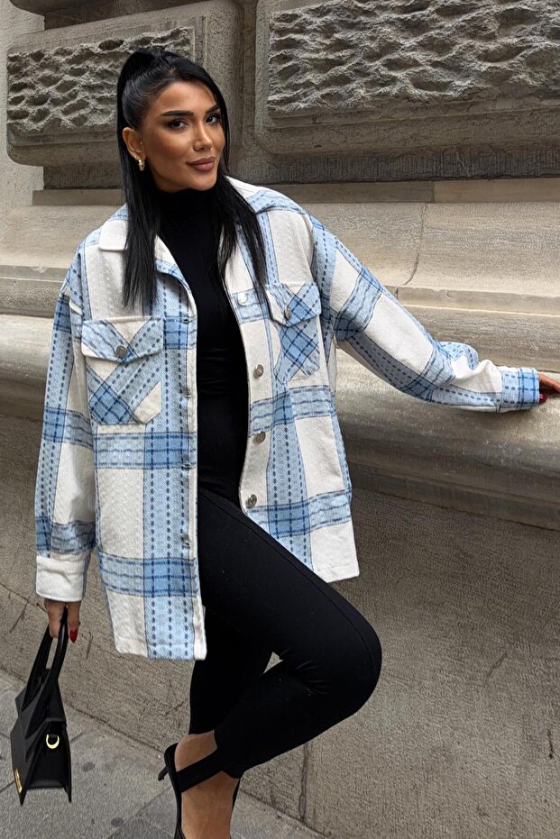 Plaid Patterned Loose Jacket 6193 - 1