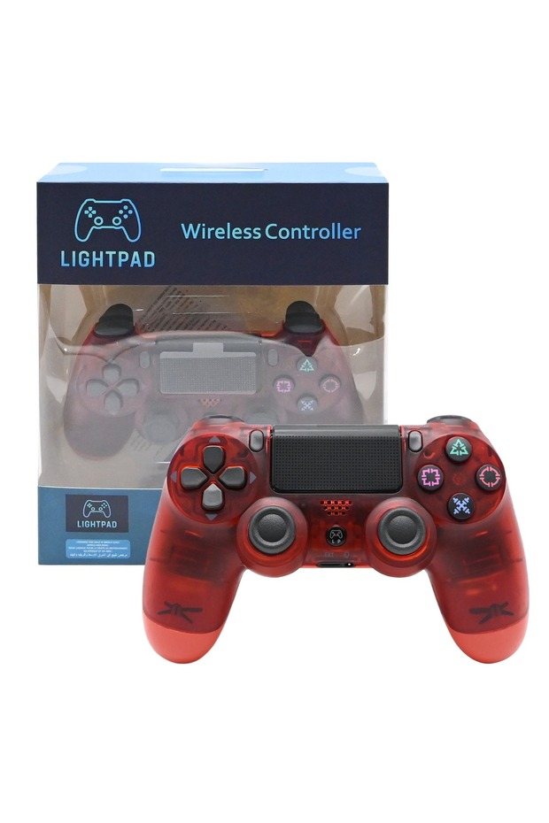 وحدة تحكم لاسلكية LIGHTPAD، عصا تحكم لجهاز بلاي ستيشن 4 والكمبيوتر الشخصي (أحمر كريستالي)