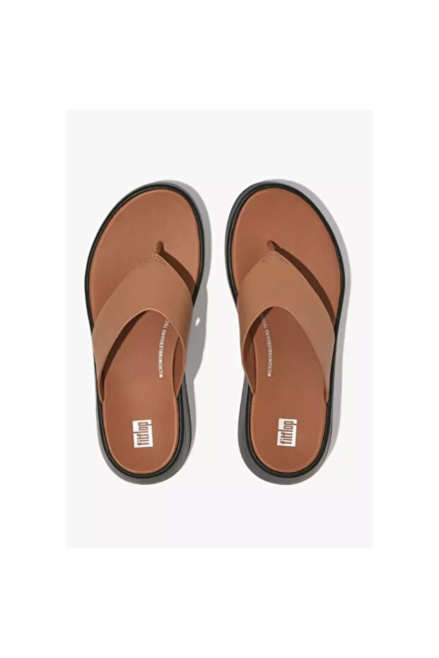 F-Mode Leather Flatform Toe-Post Sandals - 2